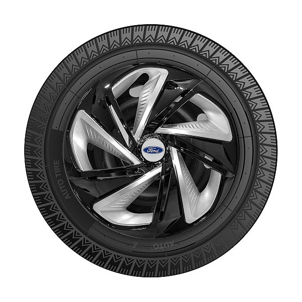 Calota Esportiva Aro 13 Nitro Black Silver emblema Ford Prata