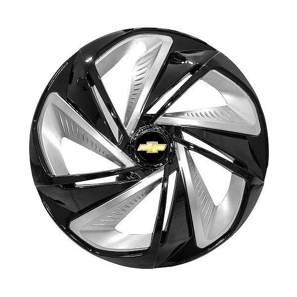 Calota Esportiva Aro 13 Nitro Black Silver emblema GM Preto