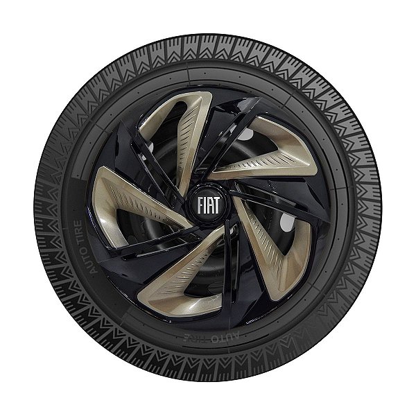 Calota Esportiva Aro 14 Nitro Black Gold Emblema Fiat Preto