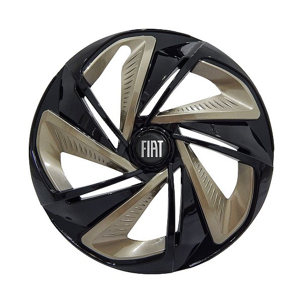 Jogo Calota Esportiva Aro 14 Nitro Black Gold emblema Fiat Preto