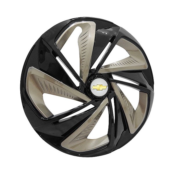 Calota Esportiva Aro 14 Nitro Black Gold emblema GM Prata