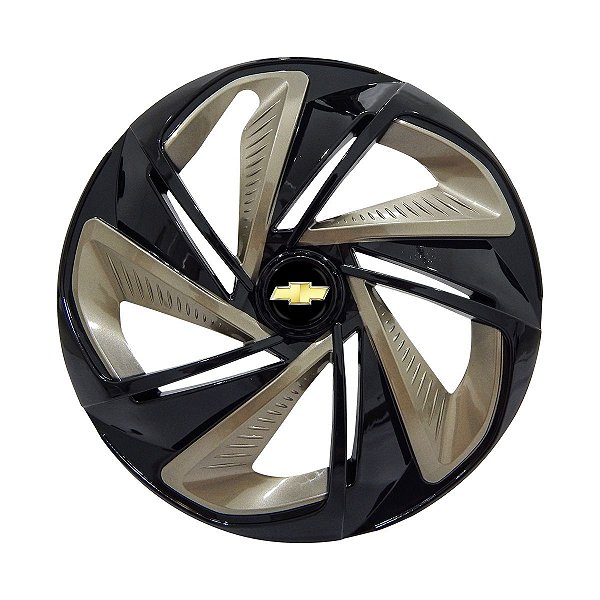 Calota Esportiva Aro 14 Nitro Black Gold emblema GM Preto