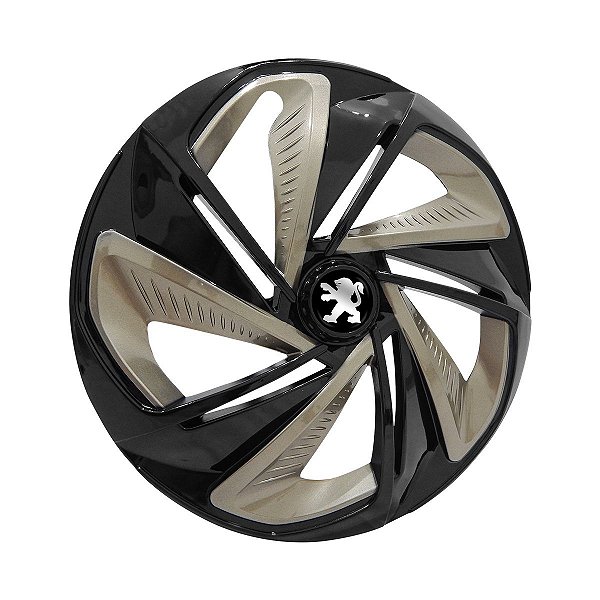 Calota Esportiva Aro 14 Nitro Black Gold emblema Peugeot