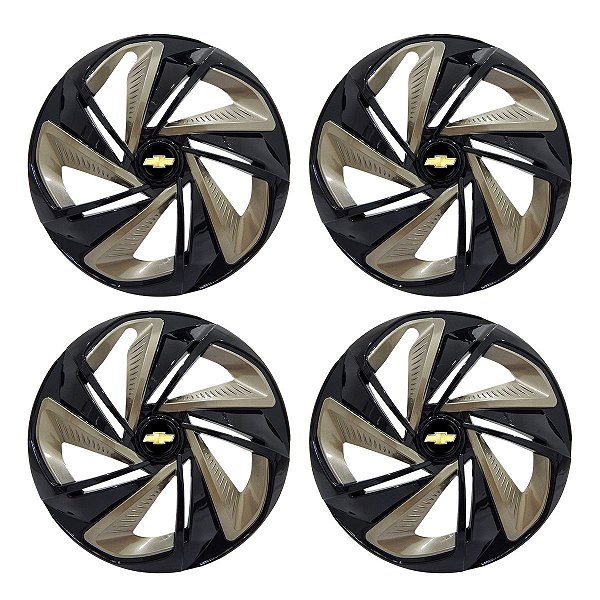 Jogo Calota Esportiva Aro 13 Nitro Black Gold emblema GM Preto