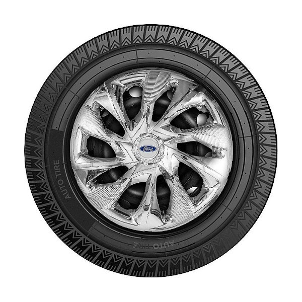 Calota Esportiva Aro 14 DS4 Cromada emblema Ford Prata