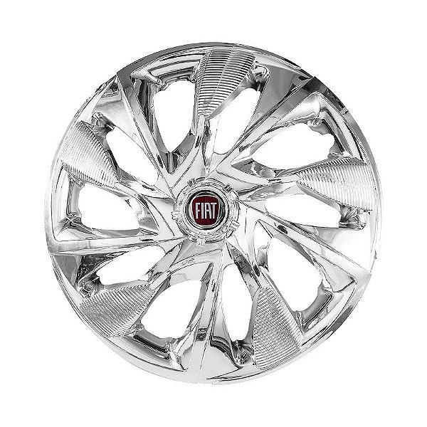 Calota Esportiva Aro 13 DS4 Cromada emblema Fiat Vermelho