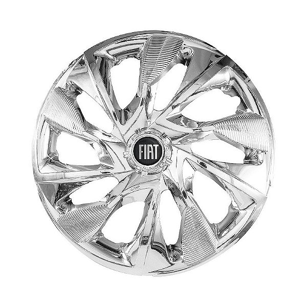 Calota Esportiva Aro 15 DS4 Cromada emblema Fiat Preta
