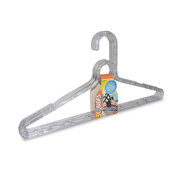 Kit 3 cabides transparentes para guarda-roupas