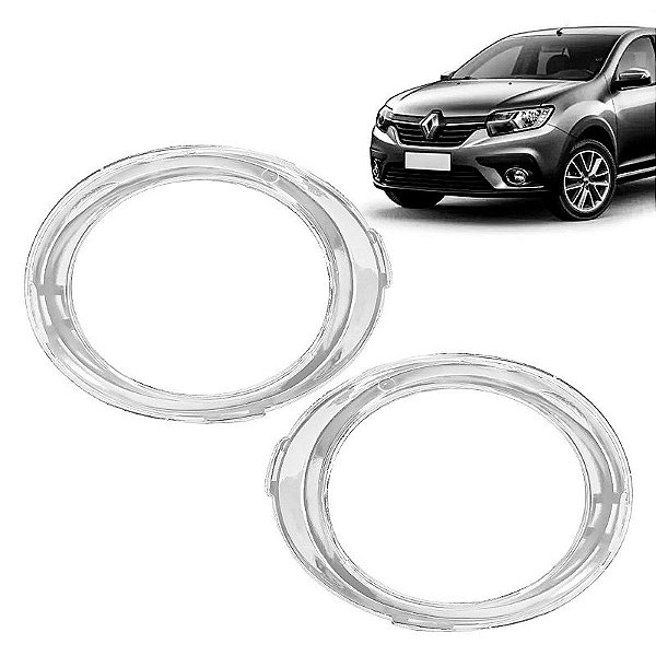 Par Aplique Cromado Moldura Grade de Milha Sandero 2020/2022