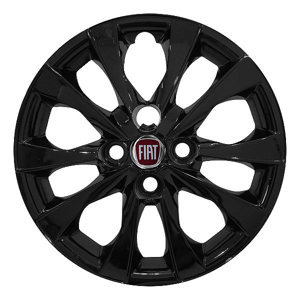 Calota Aro 14 Fiat Mobi 2021 2022 Preta Brilhante + Emblema