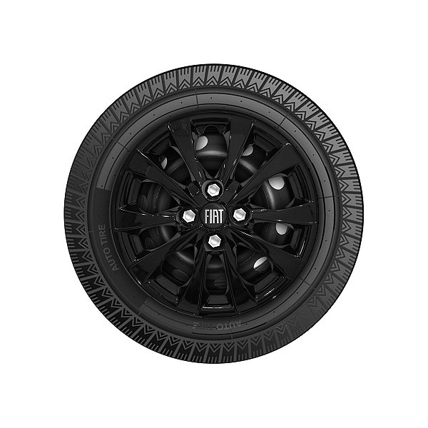 Calota Aro 14 Fiat Mobi 2021 2022 Preta Brilhante + Emblema