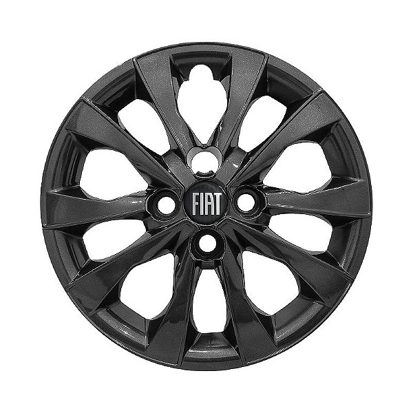 Jogo Calota Aro 14 Fiat Mobi modelo 2021 2022 Grafite Brilhante