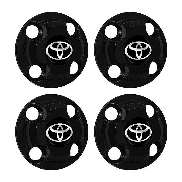 Jogo Calota Central New Cap emblema resinado Toyota Preto
