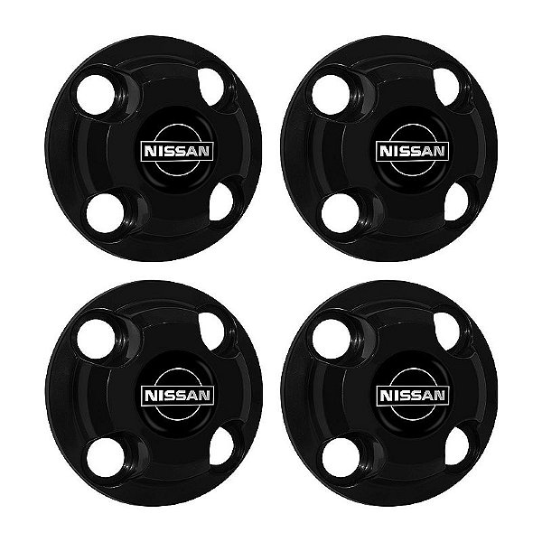 Jogo Calota Central New Cap emblema resinado Nissan Preto