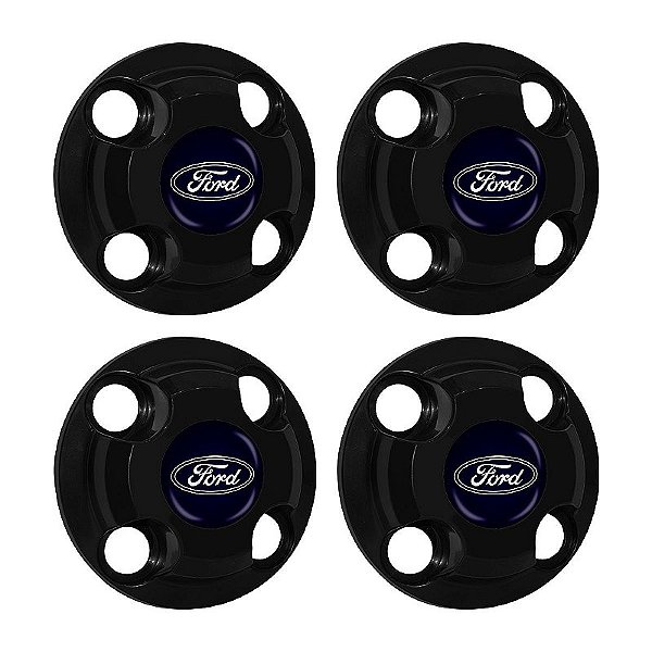 Jogo Calota Central New Cap emblema resinado Ford Azul