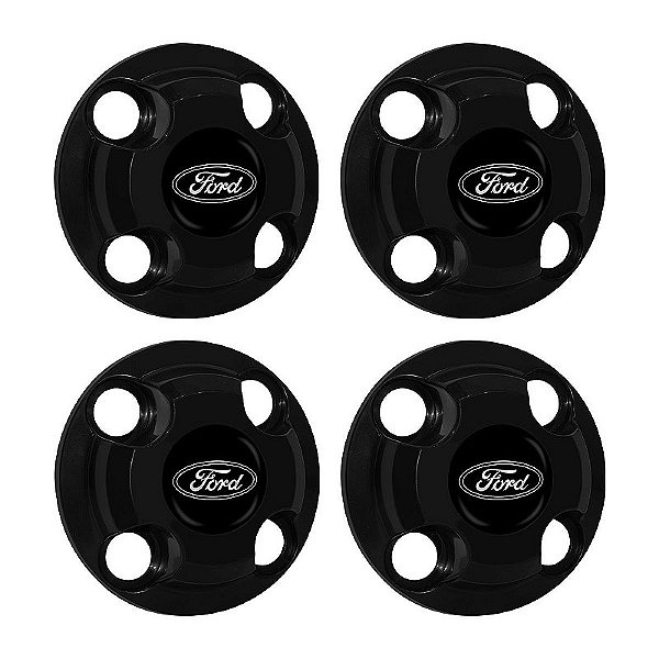 Jogo Calota Central New Cap emblema resinado Ford Preto