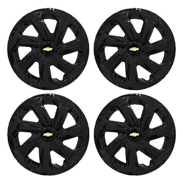 Jogo Calota Esportiva Aro 14 Spider Black emblema GM Preto