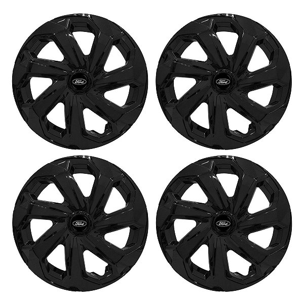 Jogo Calota Esportiva Aro 14 Spider Black emblema Ford Preto