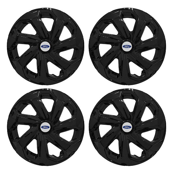 Jogo Calota Esportiva Aro 14 Spider Black emblema Ford Prata