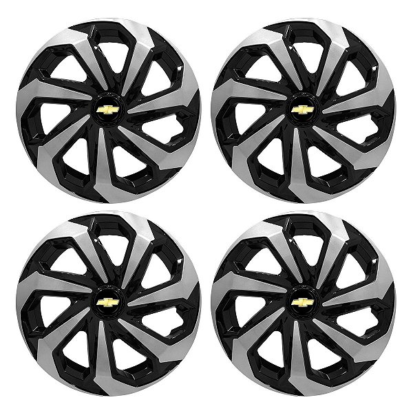 Jogo Calota Esportiva Aro 14 Spider Black/Silver emblema GM Preto