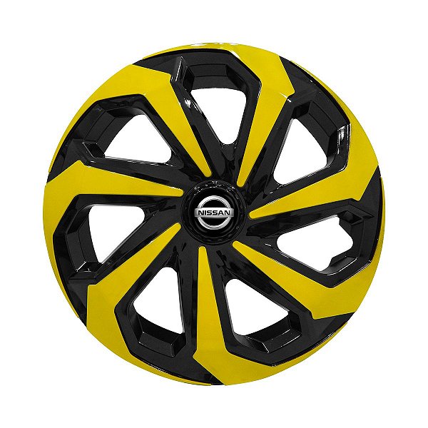 Calota Esportiva Aro 14 Spider Black/Yellow emblema Nissan