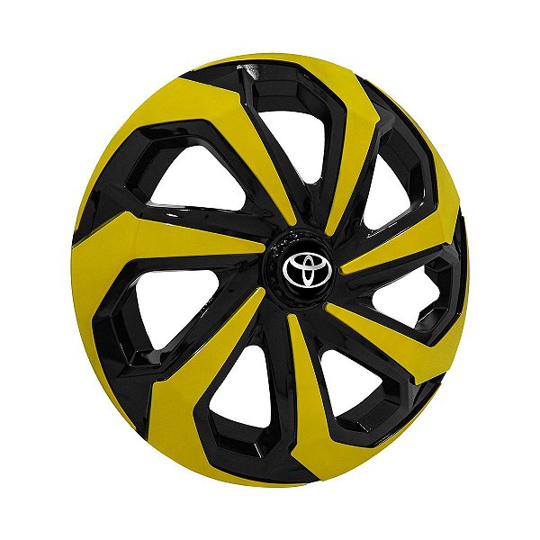 Jogo Calota Esportiva Aro 14 Spider Black/Yellow emblema Toyota Preto