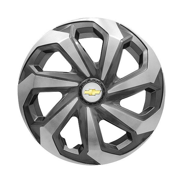 Jogo Calota Esportiva Aro 14 Spider Graphite/Silver emblema GM Prata