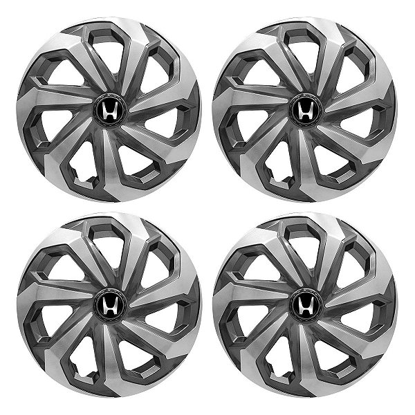 Jogo Calota Esportiva Aro 14 Spider Graphite/Silver emblema Honda Preto