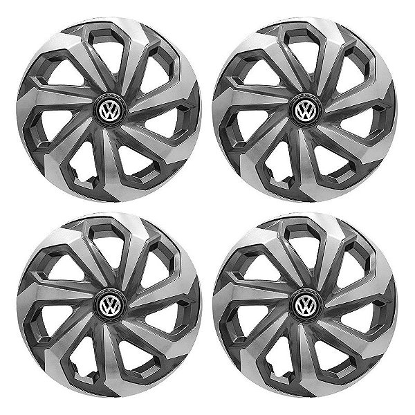 Jogo Calota Esportiva Aro 14 Spider Graphite/Silver emblema Volkswagen