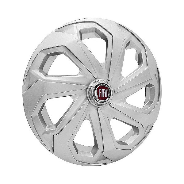 Calota Esportiva Aro 14 Spider Silver emblema Fiat Vermelho