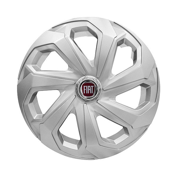 Calota Esportiva Aro 14 Spider Silver emblema Fiat Vermelho