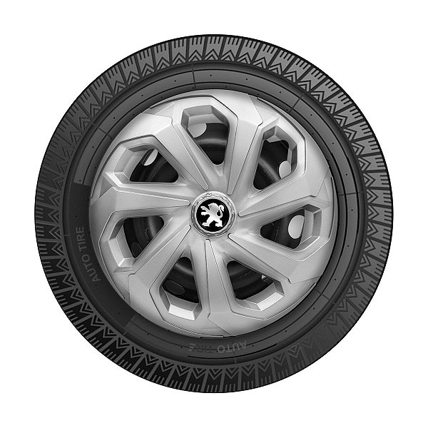 Calota Esportiva Aro 14 Spider Silver emblema Peugeot Preto