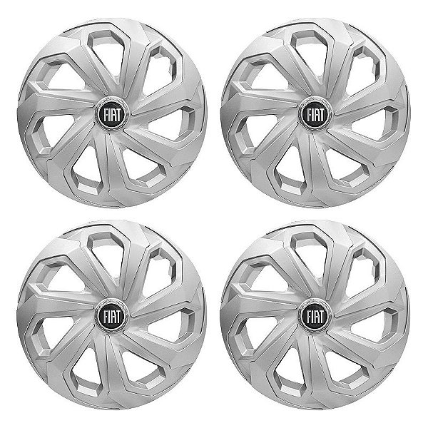 Jogo Calota Esportiva Aro 14 Spider Silver emblema Fiat Preto