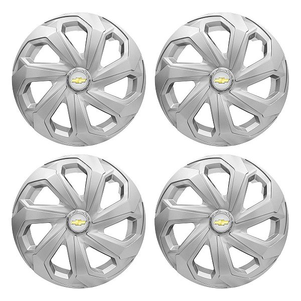 Jogo Calota Esportiva Aro 14 Spider Silver emblema GM Prata