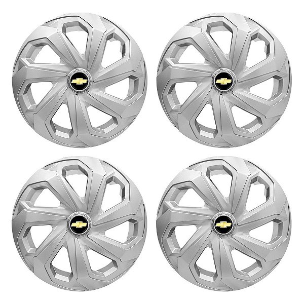 Jogo Calota Esportiva Aro 14 Spider Silver emblema GM Preto