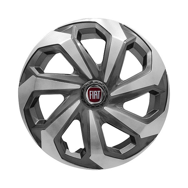 Calota Esportiva Aro 14 Spider Graphite/Silver emblema Fiat Vermelho