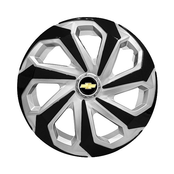 Calota Esportiva Aro 14 Spider Silver/Black emblema GM Preto