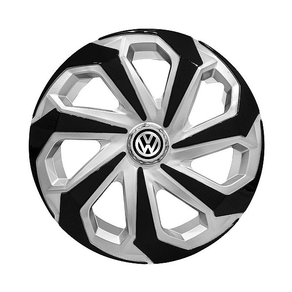 Calota Esportiva Aro 14 Spider Silver/Black emblema Volkswagen
