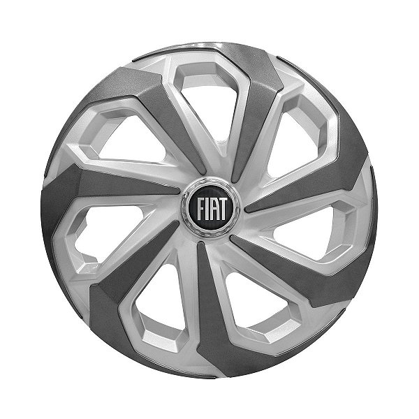 Calota Esportiva Aro 14 Spider Silver/Graphite emblema Fiat Preto
