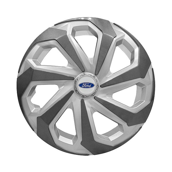 Calota Esportiva Aro 14 Spider Silver/Graphite emblema Ford Prata