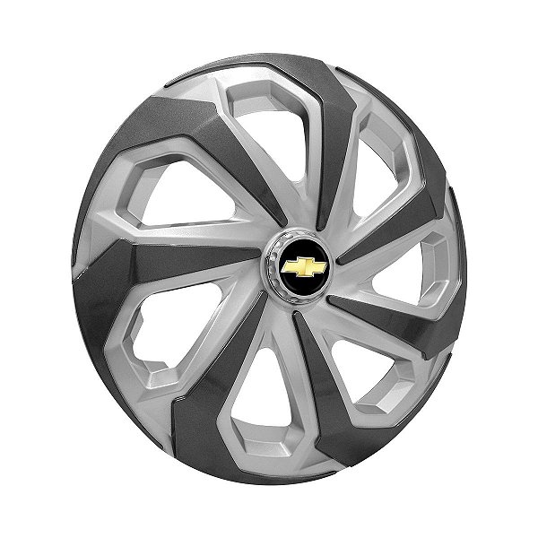 Calota Esportiva Aro 14 Spider Silver/Graphite emblema GM Preto