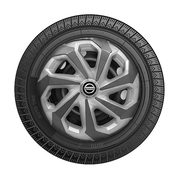 Calota Esportiva Aro 14 Spider Silver/Graphite emblema Nissan Preto