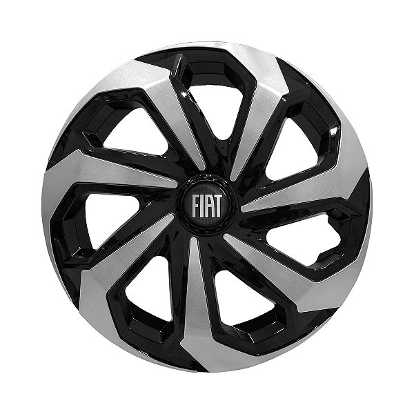 Calota Esportiva Aro 13 Spider Black/Silver emblema Fiat Preto