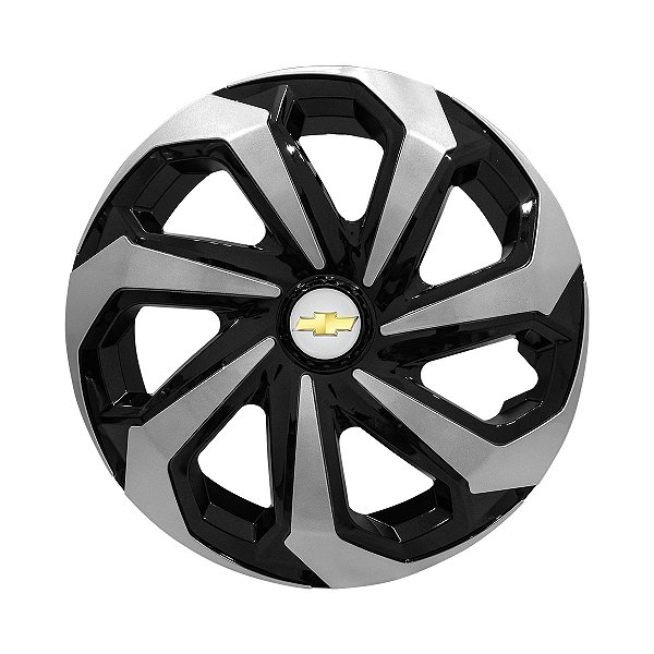 Calota Esportiva Aro 13 Spider Black/Silver emblema GM Prata