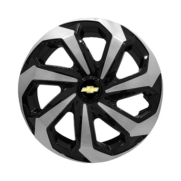 Calota Esportiva Aro 13 Spider Black/Silver emblema GM Preto
