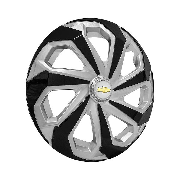 Calota Esportiva Aro 15 Spider Silver/Black Emblema GM Prata