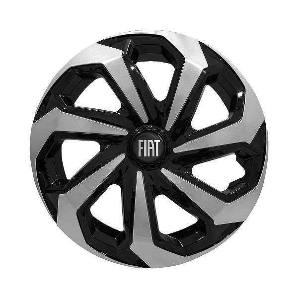 Calota Esportiva Aro 15 Spider Black/Silver emblema Fiat Preto