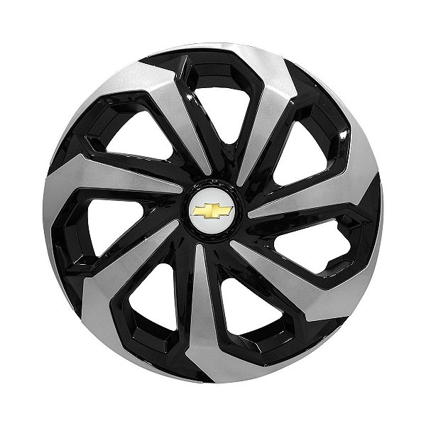 Calota Esportiva Aro 15 Spider Black/Silver emblema GM Prata