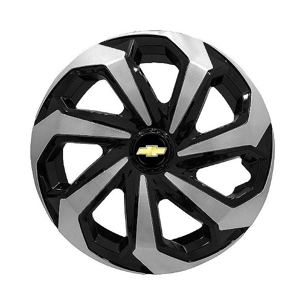 Calota Esportiva Aro 15 Spider Black/Silver emblema GM Preto