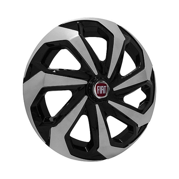 Jogo Calota Esportiva Aro 15 Spider Black/Silver emblema Fiat Vermelho